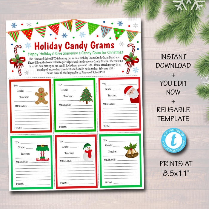 Holiday Candy Gram Flyer - Printable Fundraiser Template