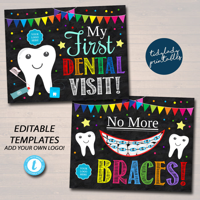 Pediatric Dental Office Photo Props, Kids Oral Hygiene Posters, Social Media Marketing Templates