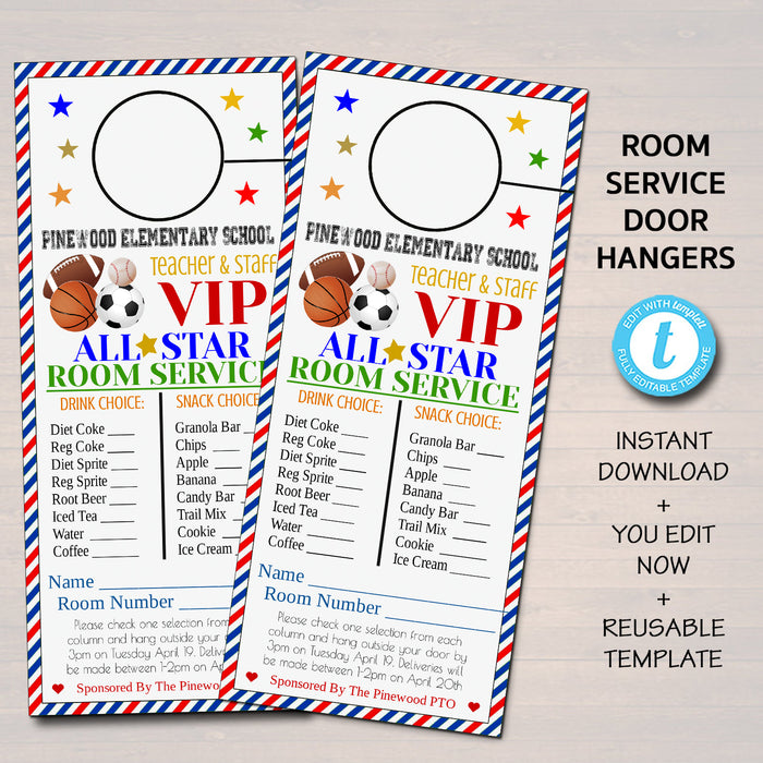 All Star Sports Theme Teacher Appreciation Week Printable Room Service Door Hangers