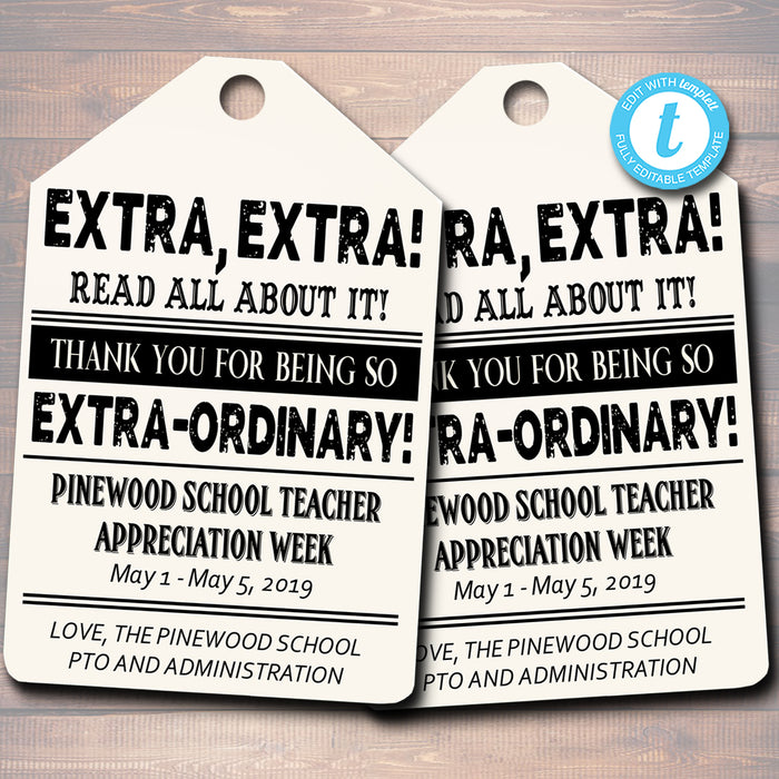 Newspaper Theme Teacher Appreciation Printable Favor Tags — TidyLady Printables newspaper-theme-teacher-appreciation-printable-favor-tags-tidylady-printables