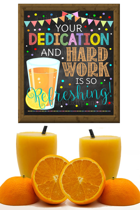 Orange Juice Sign, You're Refreshing, Teacher Appreciation Week Printable Food Decoration