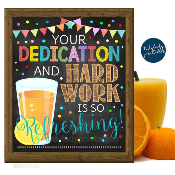 Orange Juice Sign, You're Refreshing, Teacher Appreciation Week Printable Food Decoration