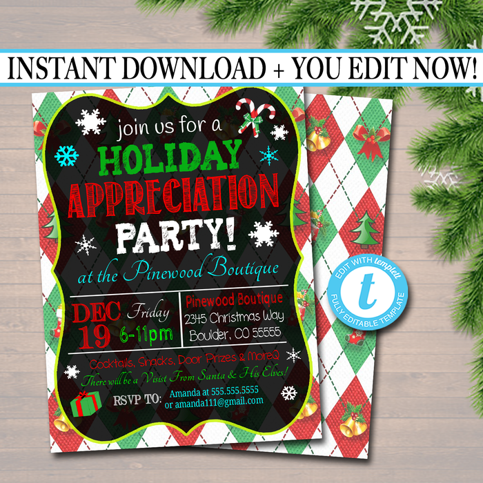Holiday Client Appreciation Open House Invitation, Christmas Boutique Shopping Event   Template
