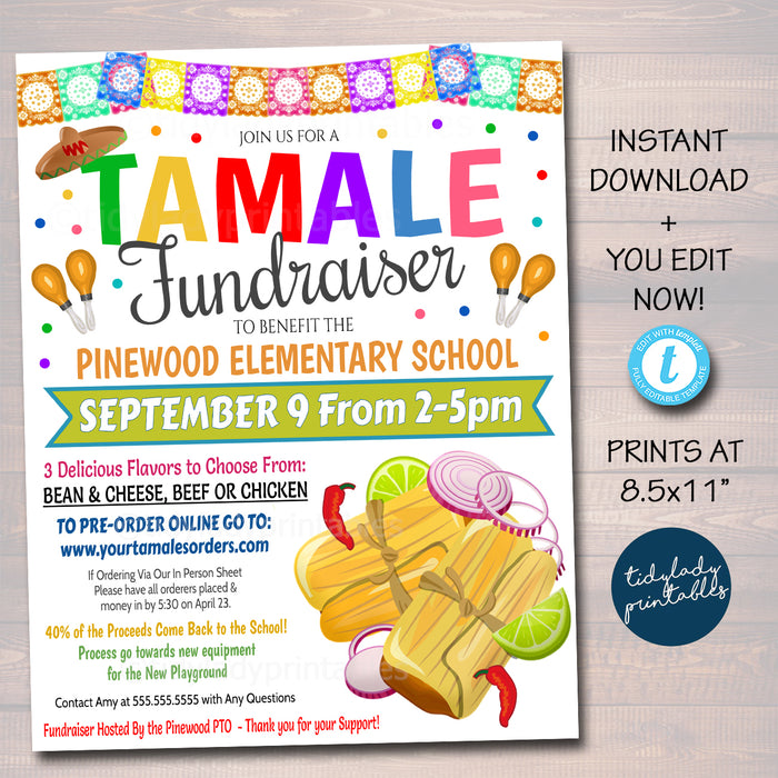 Tamale Fundraiser Flyer, Editable Template
