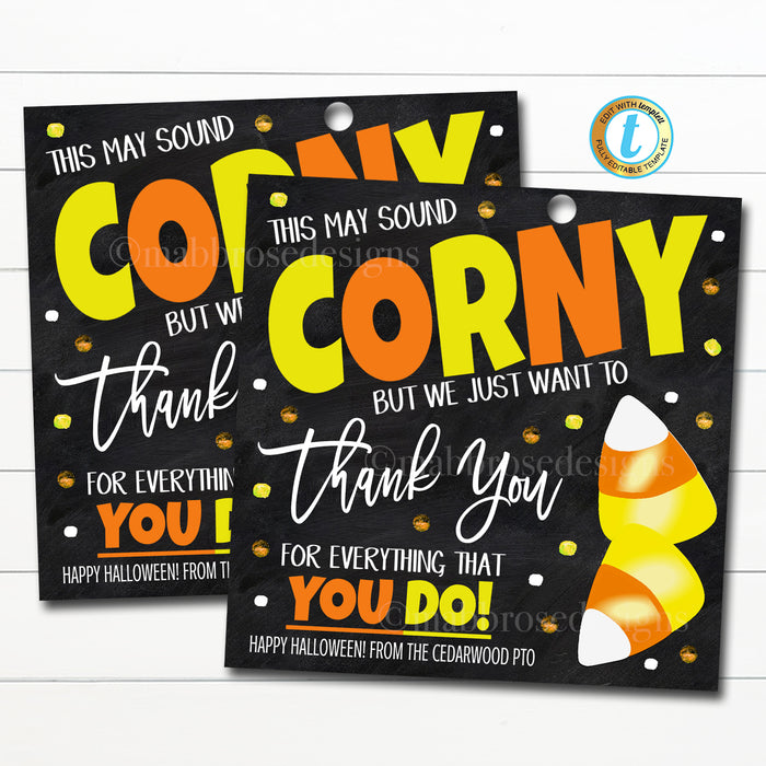 Halloween Candy Corn Appreciation Gift Tag, Halloween Treat Tag, DIY Editable Template