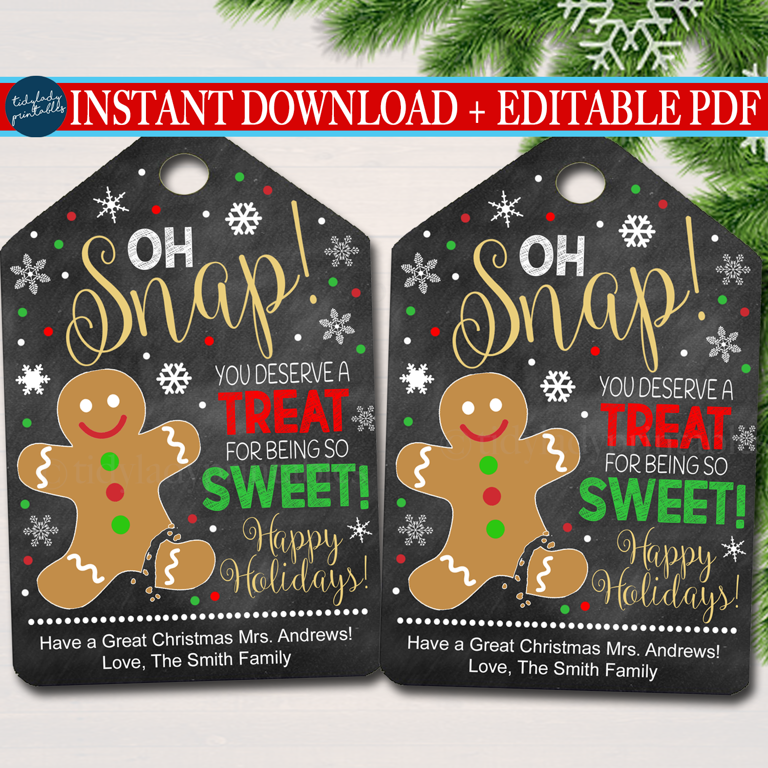 Christmas Gift Tag | TidyLady Printables for Gingerbread Gift Tags Free Printable