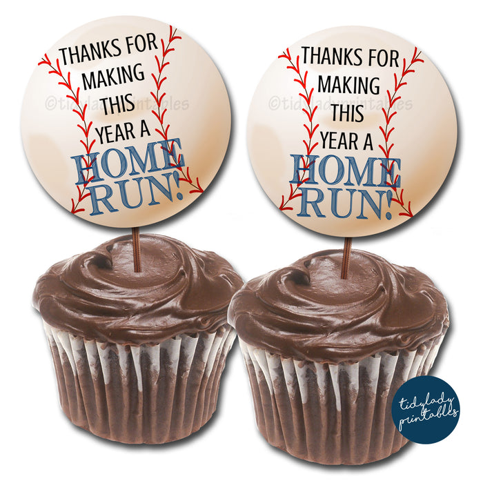 Baseball Theme Teacher Appreciation Cupcake Toppers
