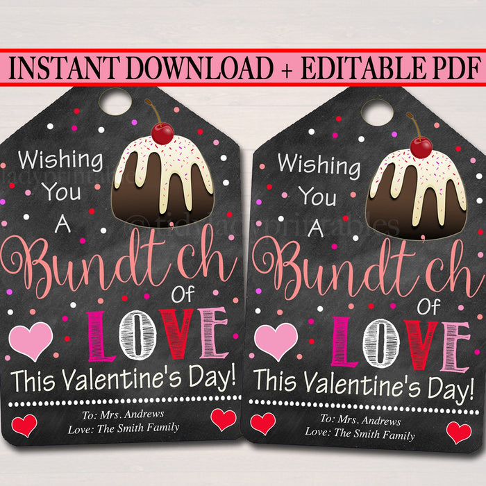 Bundt Cake Valentine Printable Gift Tags