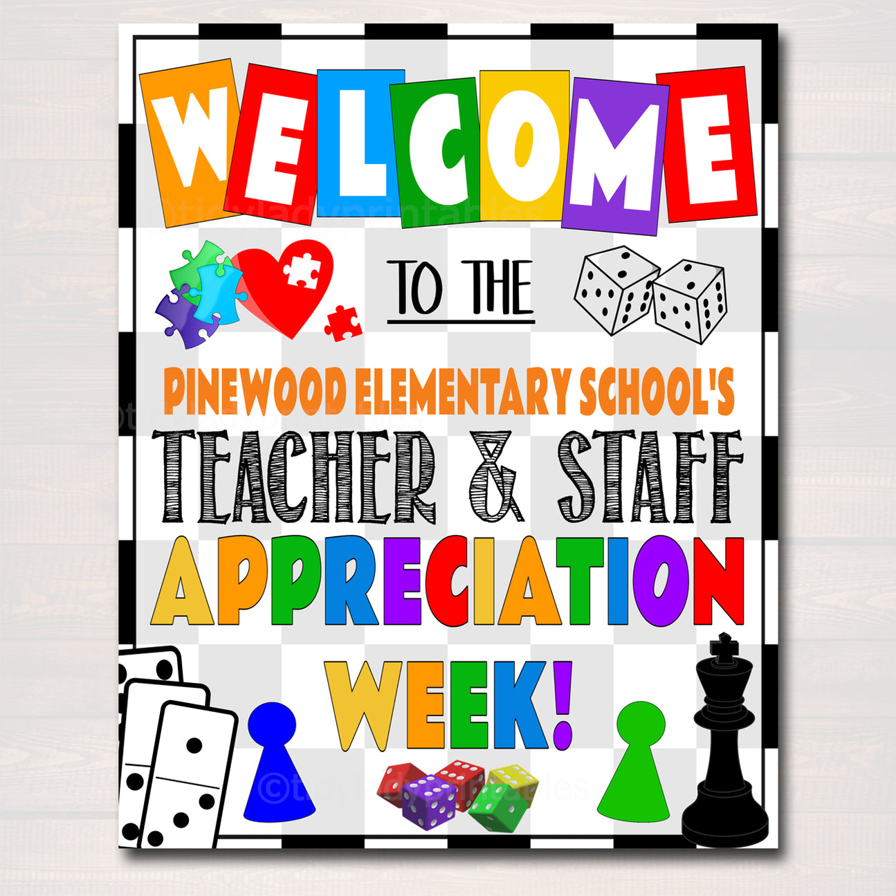 Games Theme Teacher Appreciation Week Printable Welcome Sign — TidyLady ...