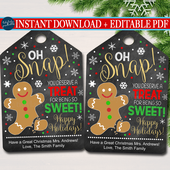 Christmas Cookie Gift Tag, Sweet Treat Holiday Bakery Appreciation Label