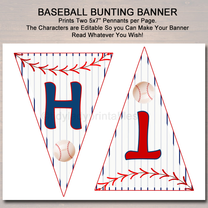 Printable Baseball Party Bunting Banner