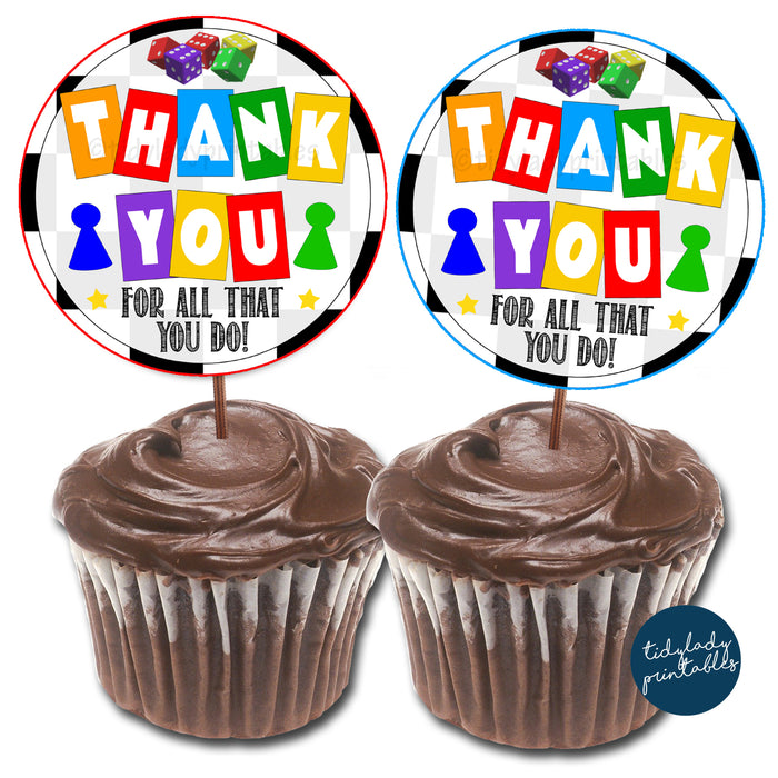 Board Games Theme Appreciation Printable Cupcake Toppers