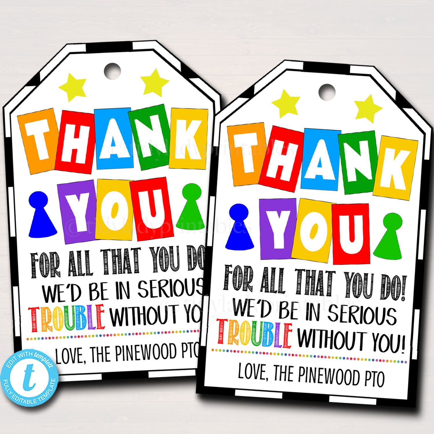 Games Theme Teacher Appreciation Printable Thank You Tags — TidyLady Printables for Free Printable Thank You Tags