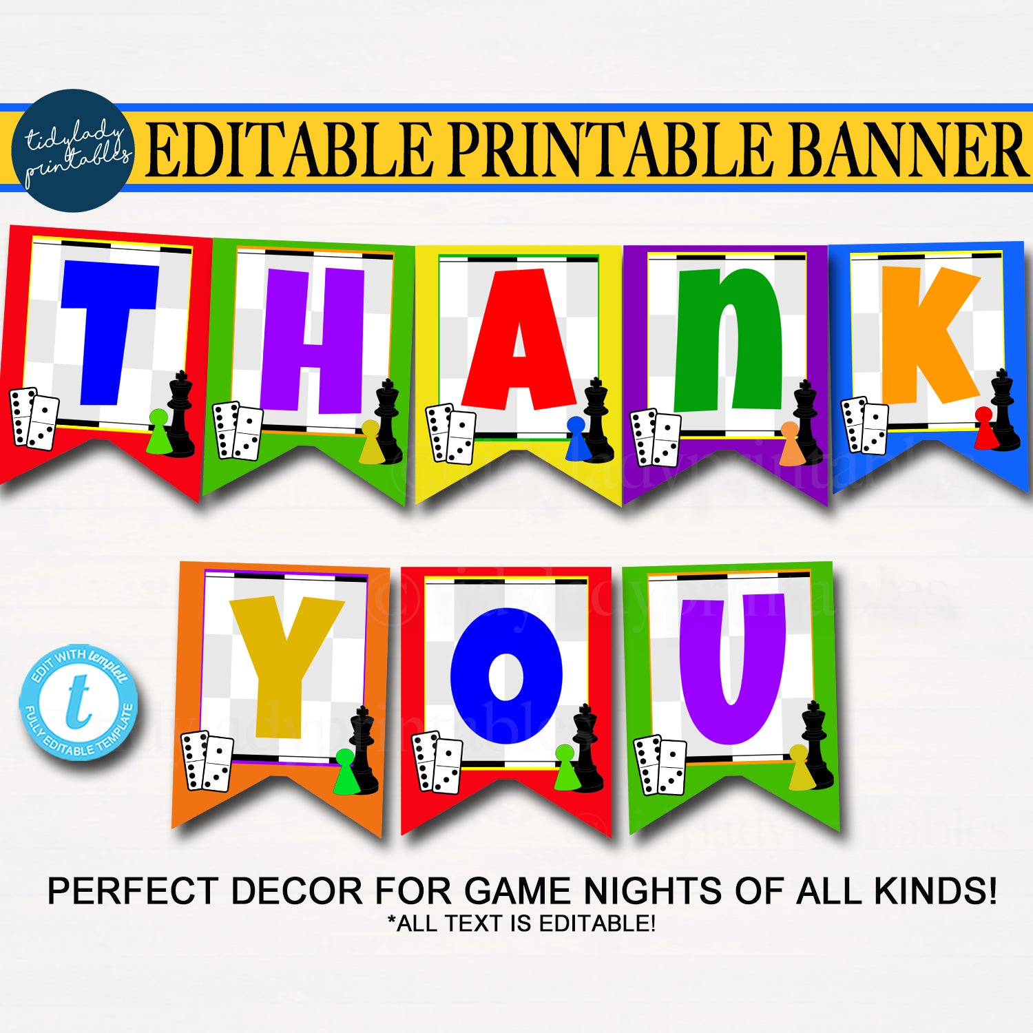 Board Games Game Night Theme Printable Bunting Banner — TidyLady Printables board-games-game-night-theme-printable-bunting-banner-tidylady-printables