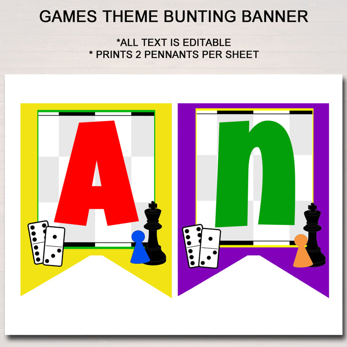 Board Games Game Night Theme Printable Bunting Banner