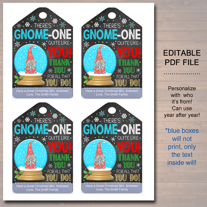Christmas gnome holiday gift tags