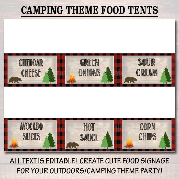 Outdoor Camping Party Food Tent Labels I TidyLady Printables