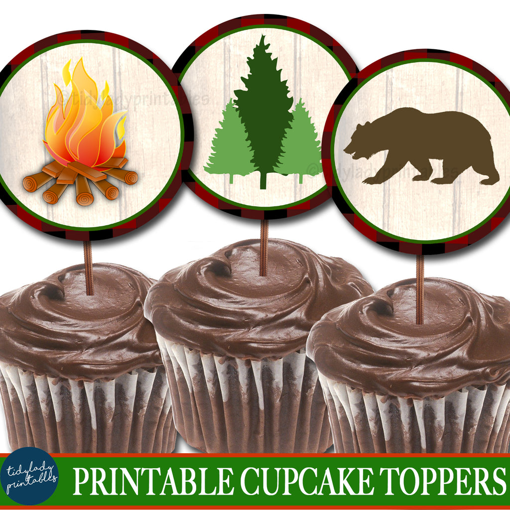 Camping Party Theme Cupcake Toppers I TidyLady Printables camping-party-theme-cupcake-toppers-i-tidylady-printables
