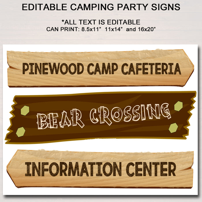 Outdoor Camping Theme Party Signs