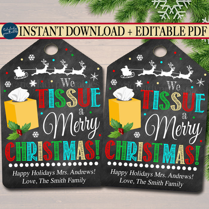 We tissue you a merry Christmas printable gift tag