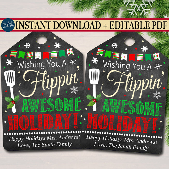 Wishing you a flippin awesome holiday printable gift tag