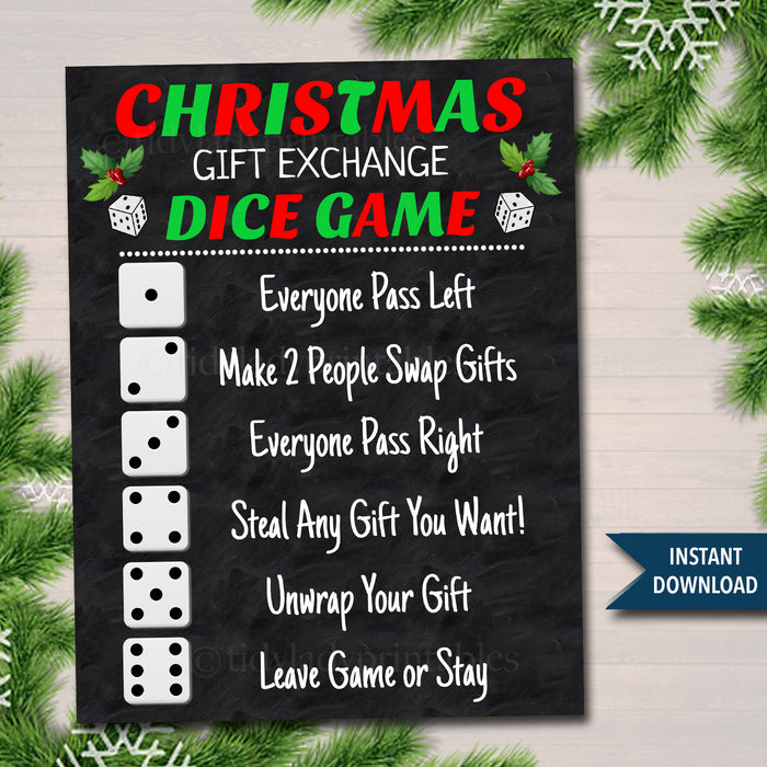 Christmas Dice Game Gift Exchange Printable