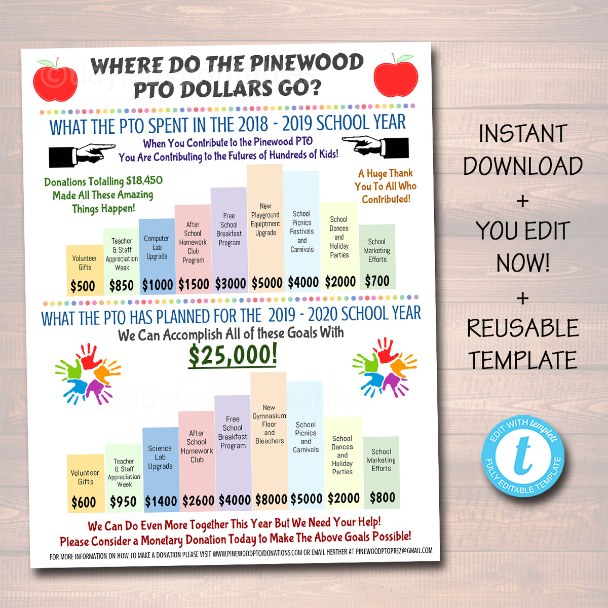 PTO PTA Flyer Meeting Handout - Financial Report Template — TidyLady ...
