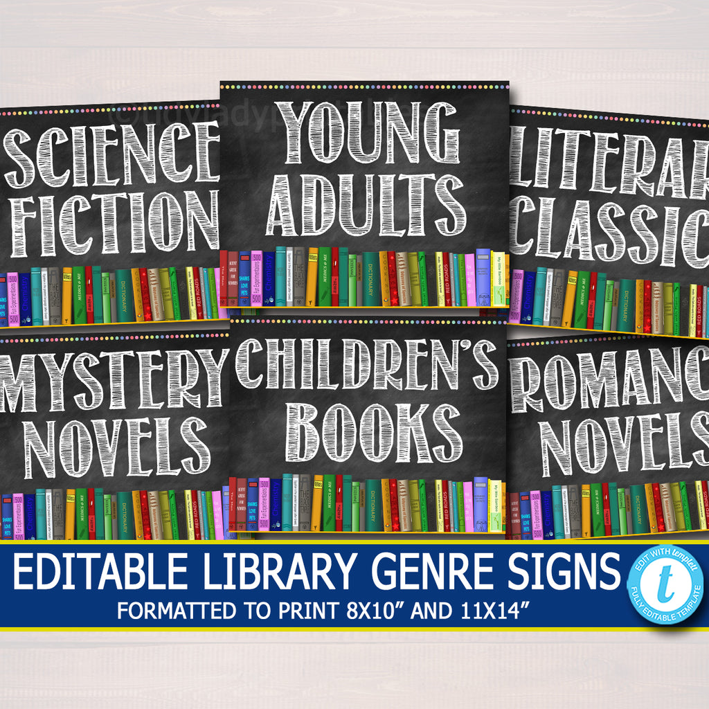Free Printable Library Genre Signs