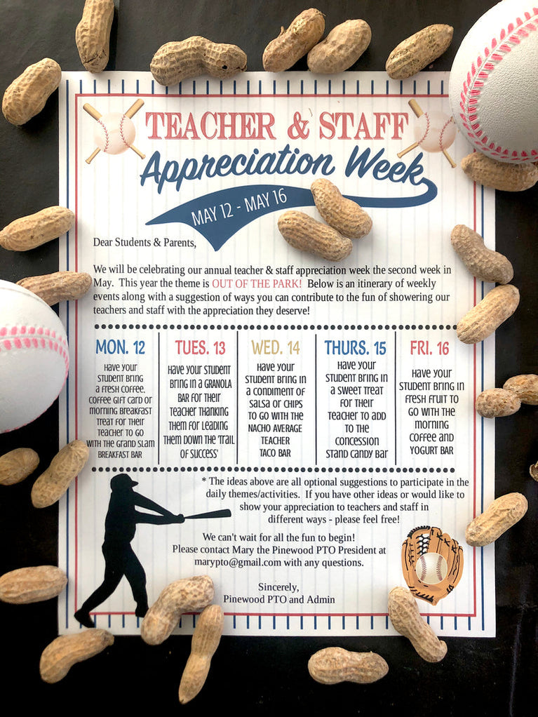 Baseball Theme Teacher Appreciation Week Printable Party Set — TidyLady