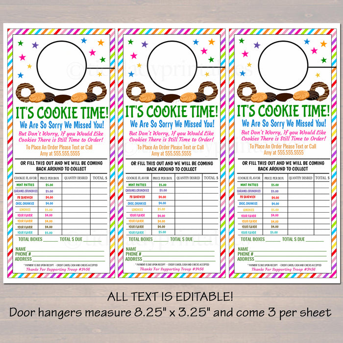 Cookie Sales Door Hanger - Editable Template