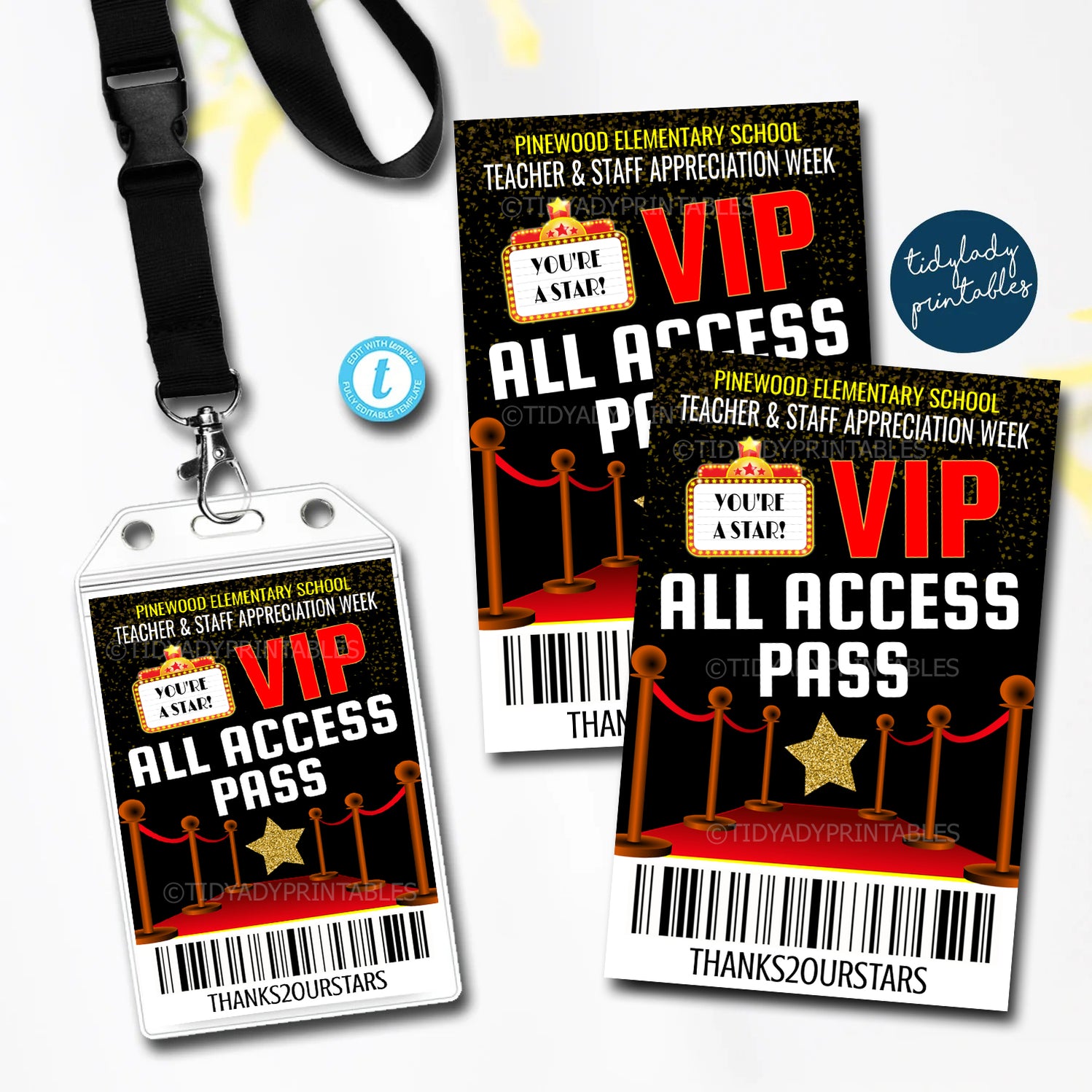 Hollywood Theme Teacher Appreciation Week VIP All Access Pass ...