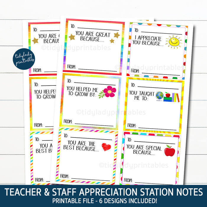 Teacher Appreciation Station Printable Notes