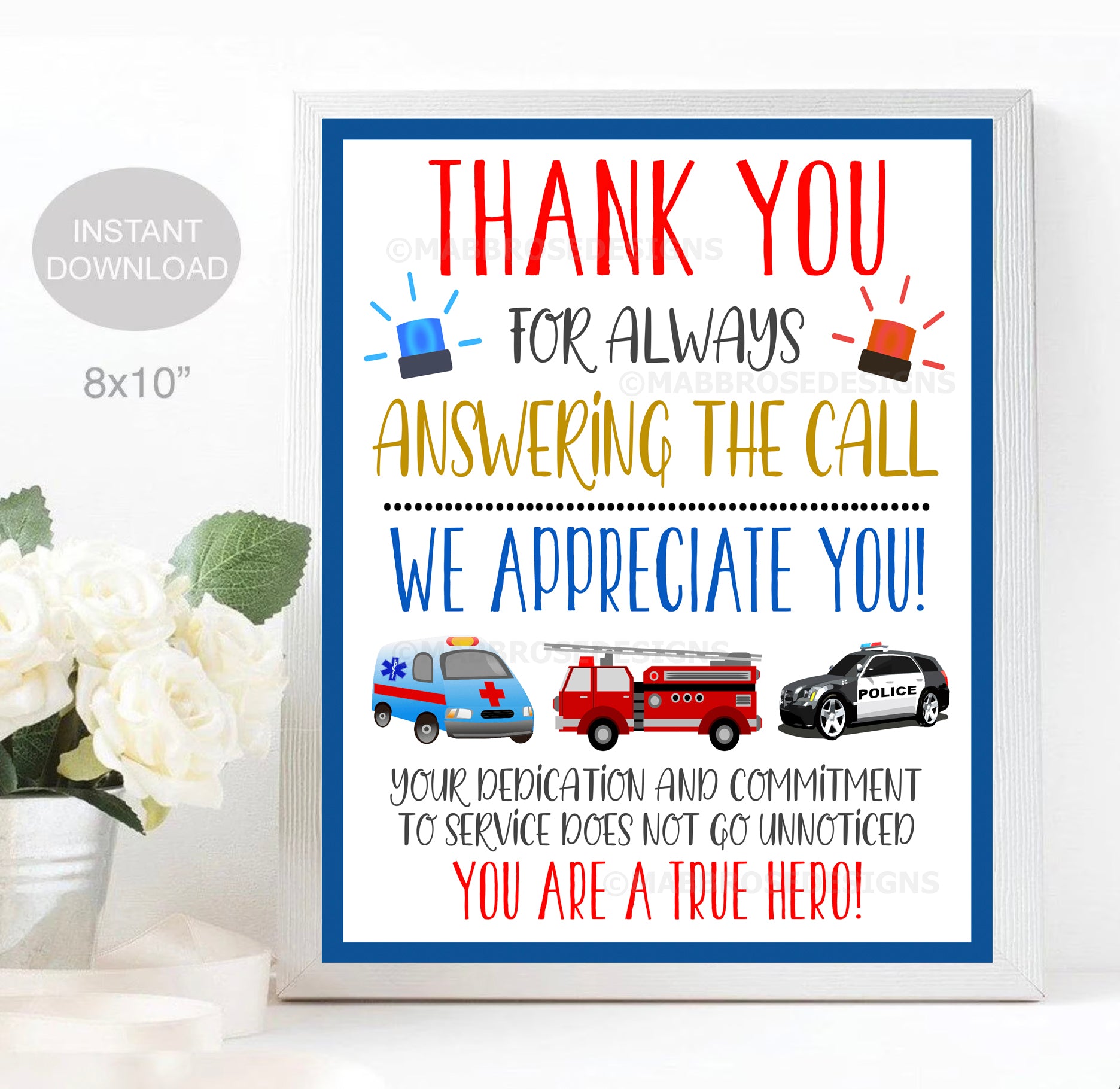 First Responders Appreciation Sign Tidylady Printables