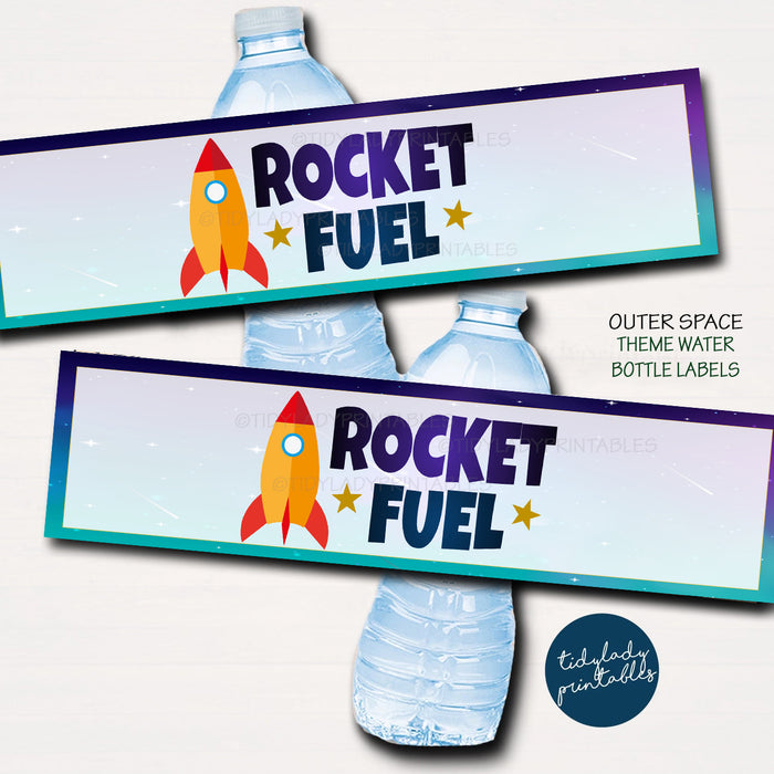 Outer Space Theme Party Printable Water Bottle Labels