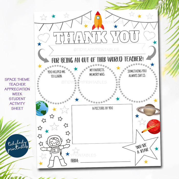 Outer Space Theme Teacher Appreciation Week Printable Party Set