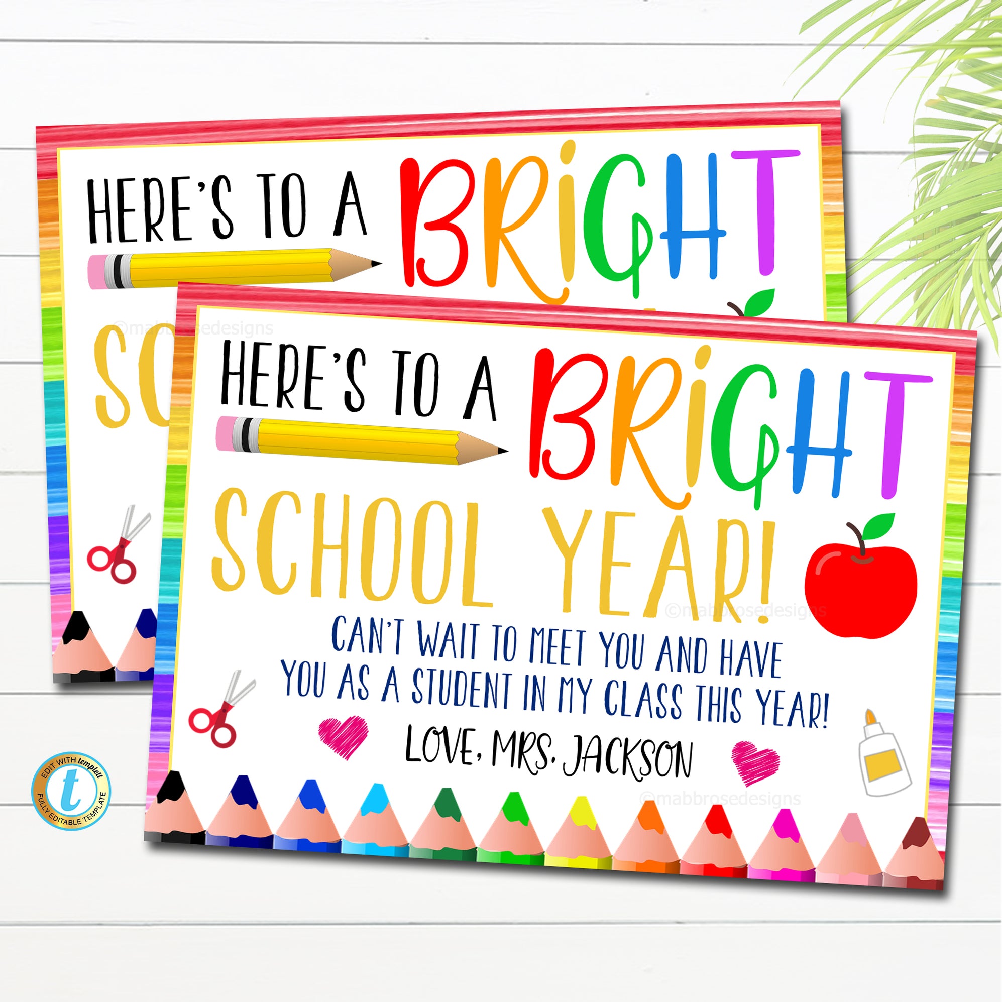 Back To School Teacher Student Postcard | TidyLady Printables