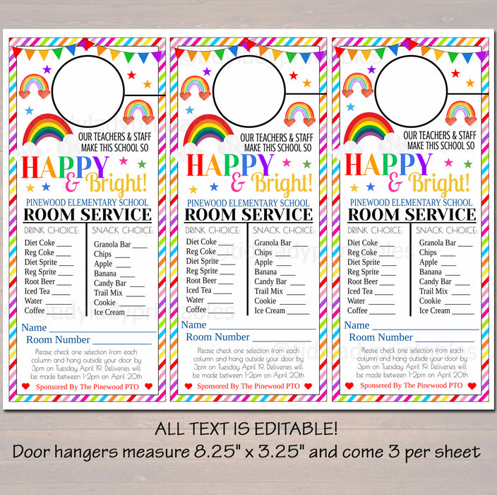 Rainbow Theme Teacher Appreciation Week Bright & Happy Printable Party Set
