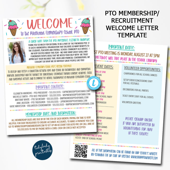 School Pto/Pta Membership Recruitment Welcome Letter Template