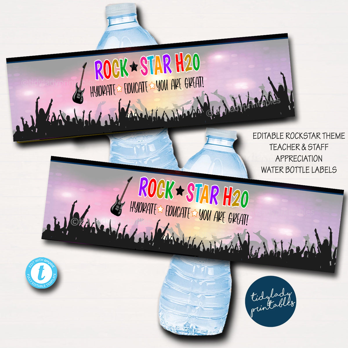 Rockstar Music Theme Party Printable Water Bottle Labels — TidyLady ...