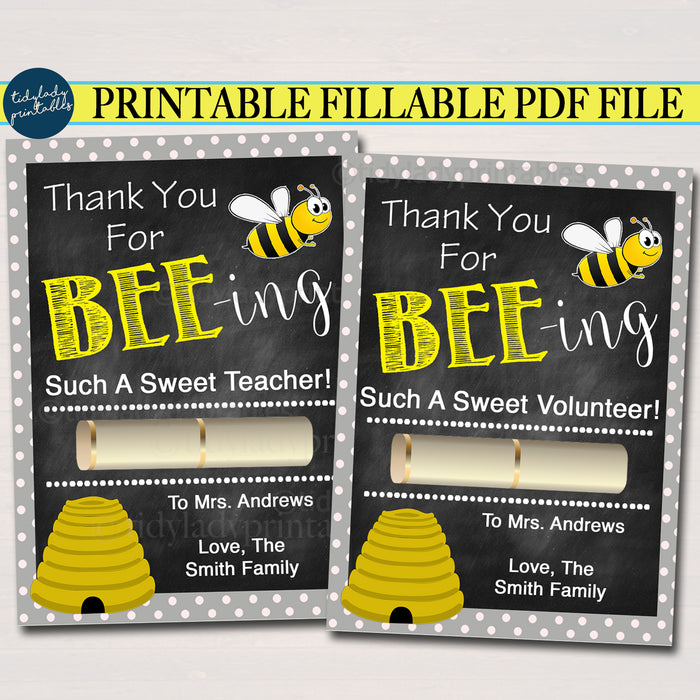 Printable Bee Chapstick Gift Tags