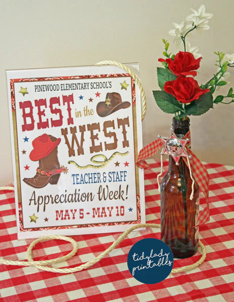Western Theme Teacher Appreciation Week Printable Party Set