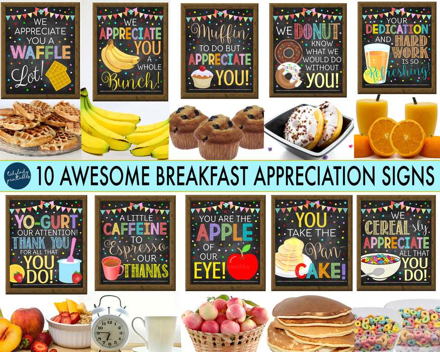 Appreciation Breakfast Printable Food Decor Signs