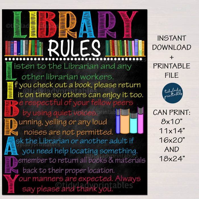 School Library Rules Printable Poster