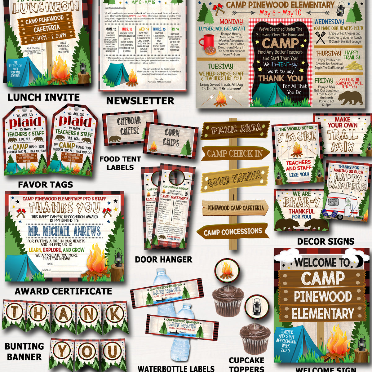 Camp Theme Teacher Appreciation Week Printable Party Set — TidyLady ...