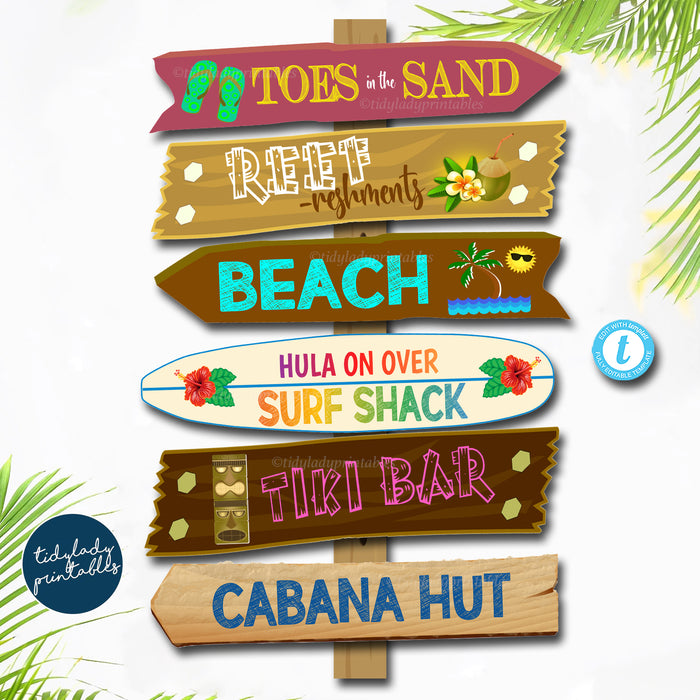 Tropical Beach Luau Theme Party Signs