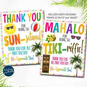 Mahalo Beach Theme Teacher Appreciation Week Printable Set — TidyLady ...