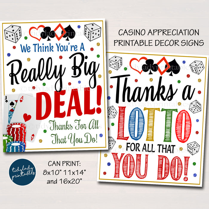 Casino Theme Appreciation Printable Decor Signs