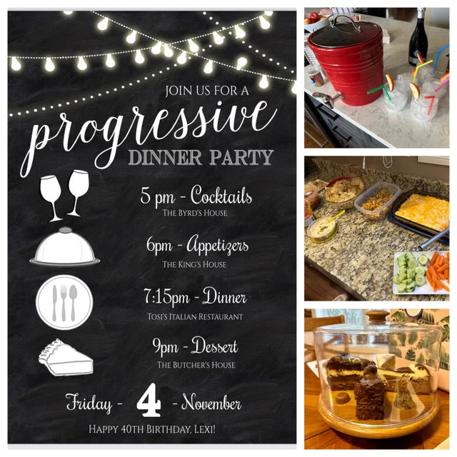 Progressive Dinner Party Invitation, Neighborhood Potluck Party Invite, Chalkboard Printable, House Round Robin,