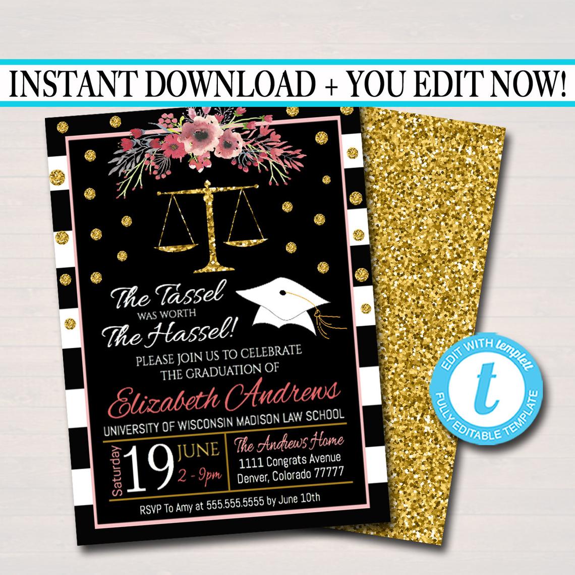 Law School Graduation Invitation | TidyLady Printables Law School Graduation Invitation | TidyLady Printables
