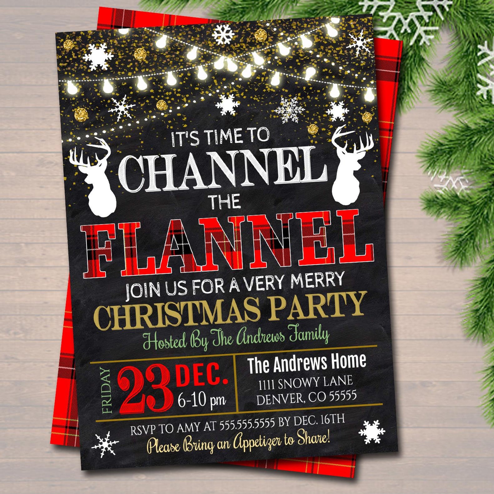 Channel the Flannel, Flannel and Frost Xmas Party Invitation — TidyLady ...